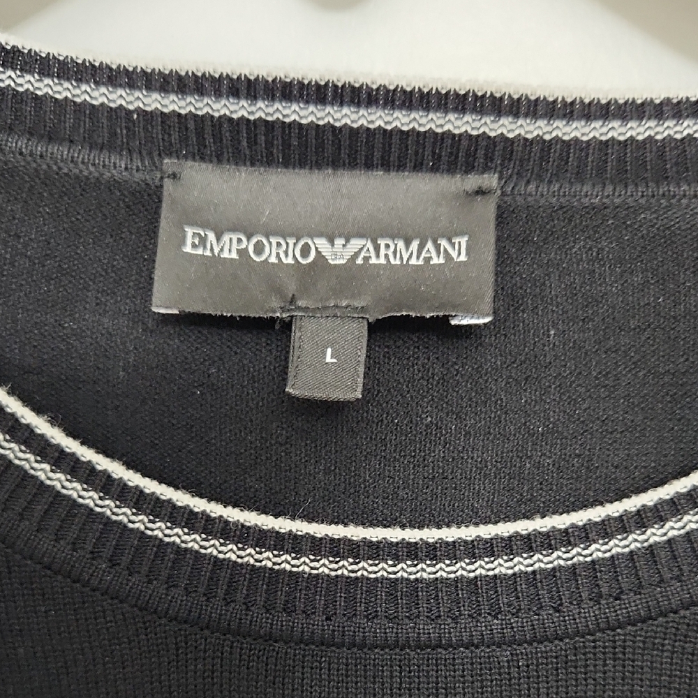 Men's Emporio Armani Black Crewneck Sweater - Picture 4 of 6